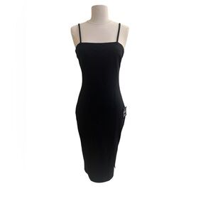 Lulu’s Black Fitted Sleeveless Midi Side Slit Cocktail Dress | Women's S